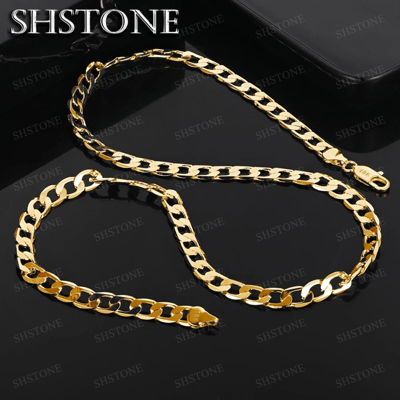 Fine 18K Gold Necklace Exquisite Noble Luxury Gorgeous Charm Fashion 6MM Men Solid Wedding Chain Women Jewelry