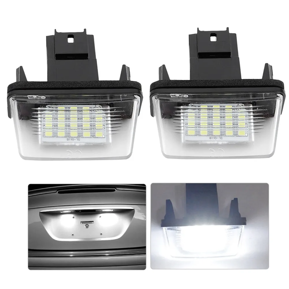2pcs 18 LED License Plate Light Direct Replacement Waterproof Housing License Plate Lamp Left Right Pair Car Plate Light