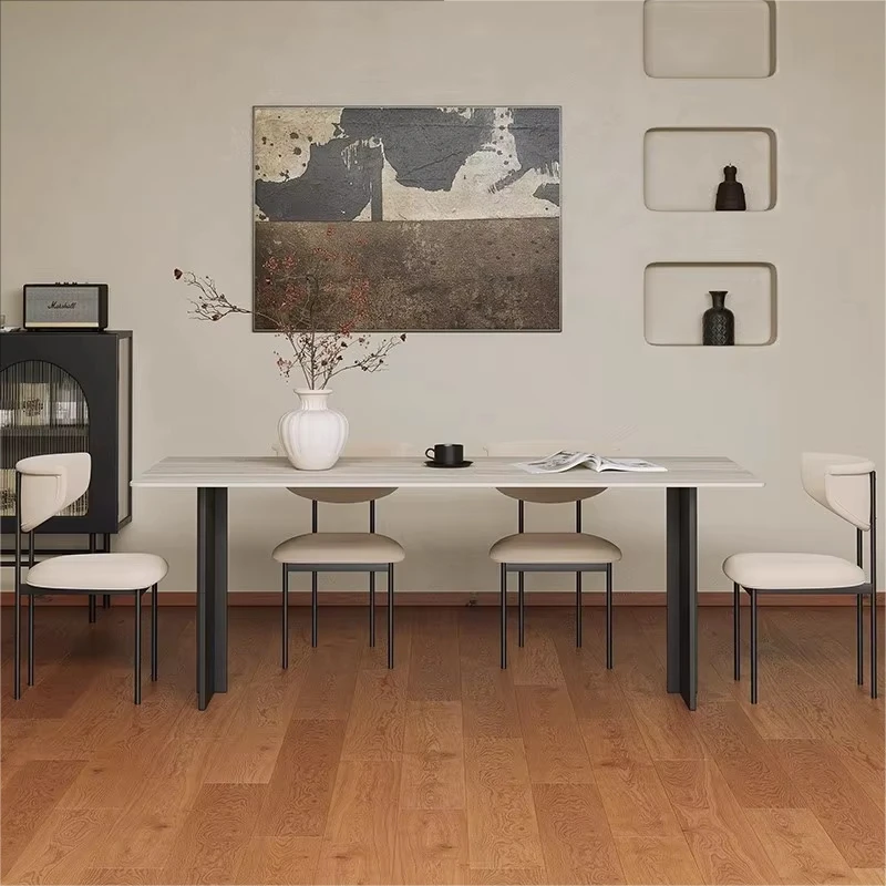 High-End Modern Italian Minimalist Rectangular Natural Stone Dining Table for Hotels Kitchen Use
