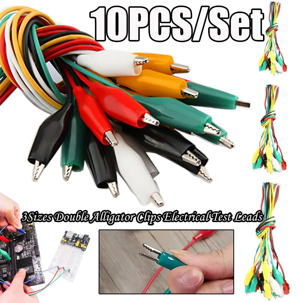 

3Sizes Double Alligator Clips Electrical Test Leads High-quality PVC Soft 50CM Jumper Terminal Alligator Clips Auto Accessories