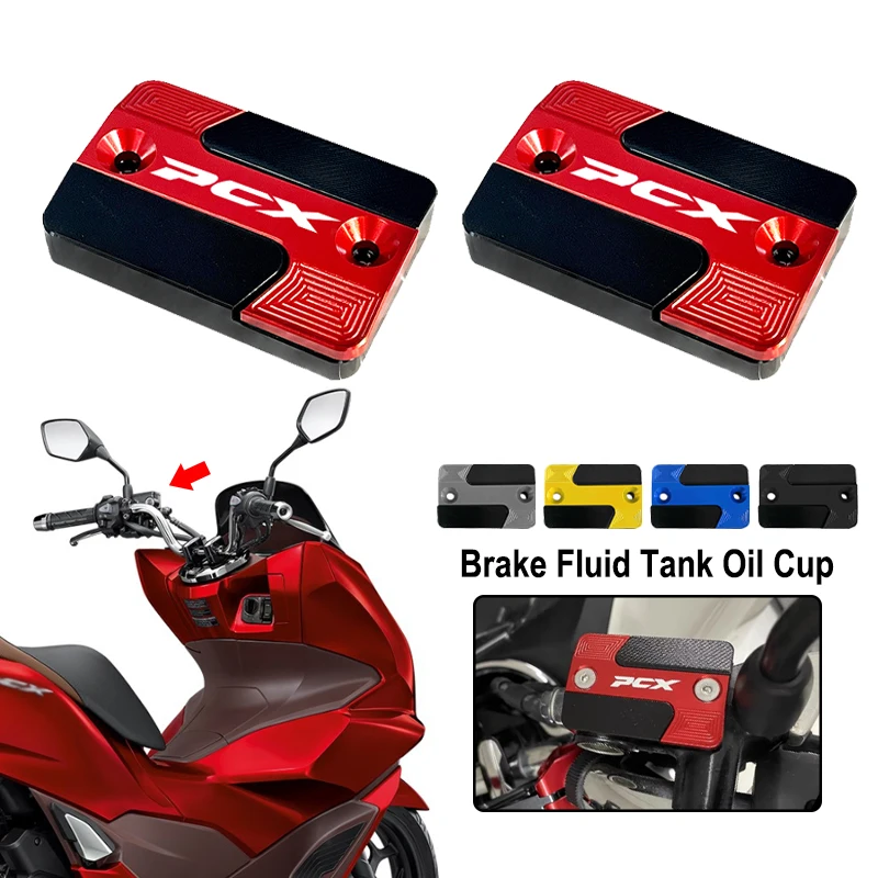 2PCS Motorcycle CNC Aluminum Front Brake Reservoir Fluid Tank Oil Cup Cover For Honda PCX125 PCX150 PCX160 PCX 125 160 150 pcx