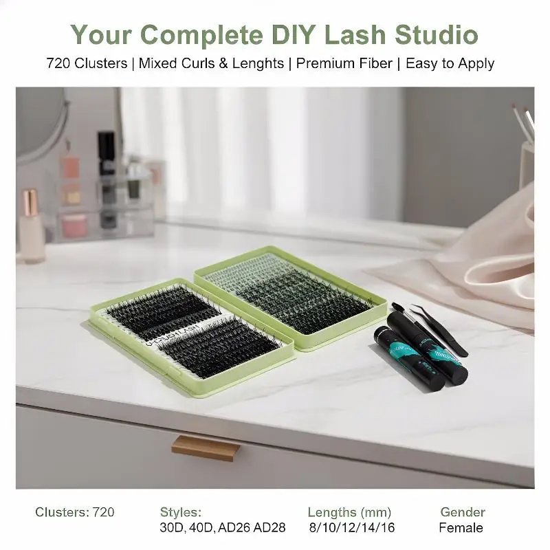 Premium Lash Clusters Kit 120 Roots Individual Lashes Soft Lightweight Application for Day Night Makeup