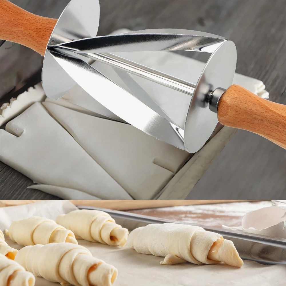 Stainless Steel Croissant Dough Cutter Wheel for Triangle Pastry Rolling Baking Tool Home Bakery Use