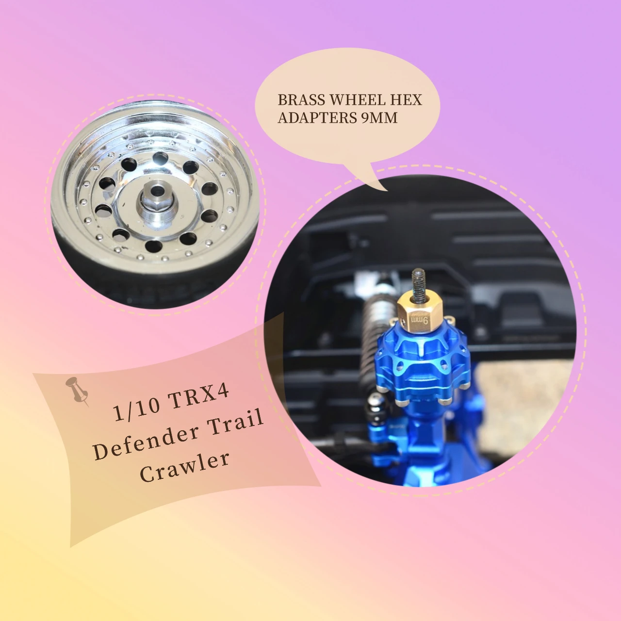 

GPM Brass Wheel Hex Adapters 9mm For TRAXXAS 1/10 TRX4 Defender Trail Crawler