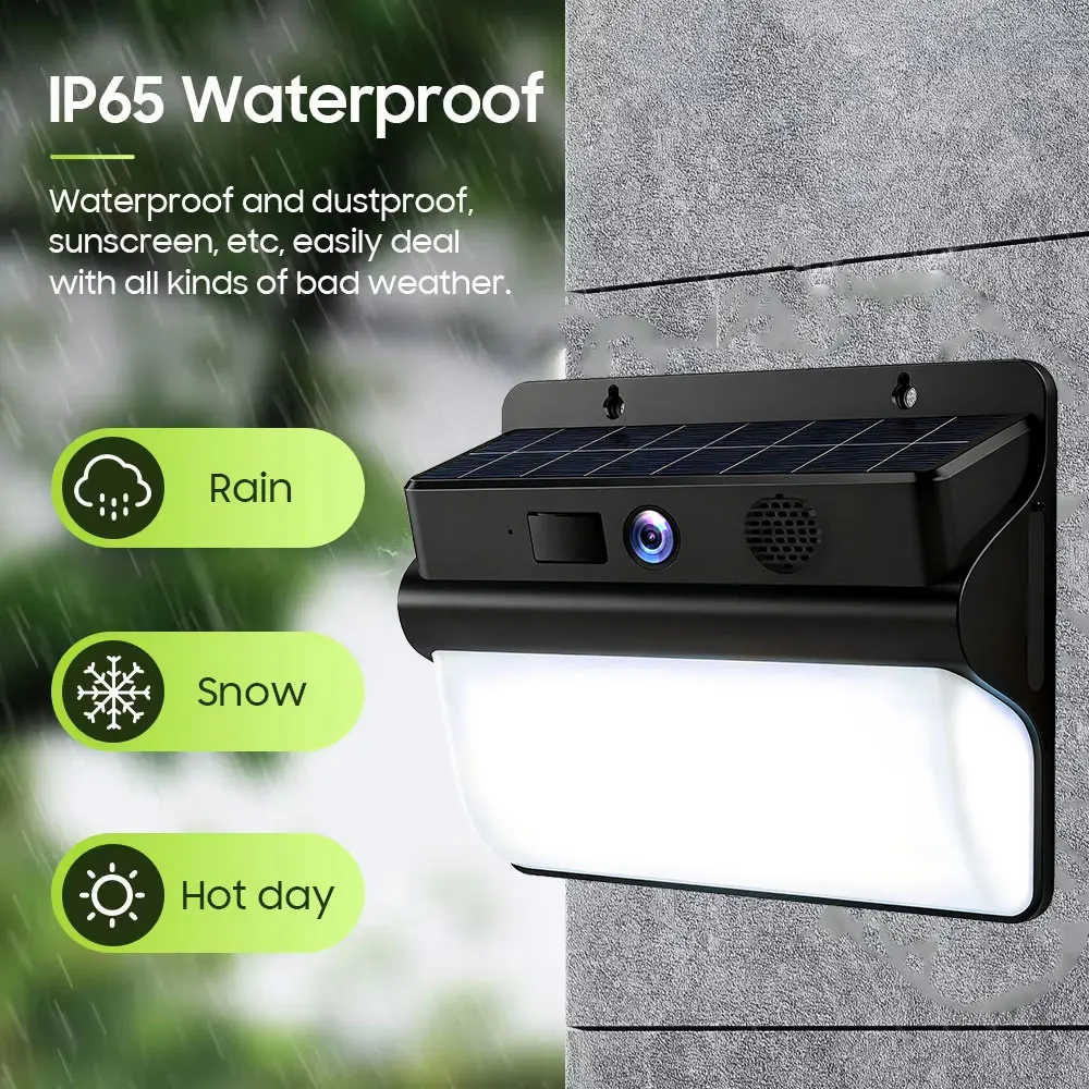 กล้องวงจรปิดพลังงานแสงอาทิตย์ 2K Tuya Floodlight WiFi ความละเอียดสูง 5MP ไร้สาย ใช้พลังงานต่ำ แบตเตอรี่ในตัว ตรวจจับความเคลื่อนไหวด้วย PIR ตรวจจับมนุษย์ สำหรับภายนอกอาคาร