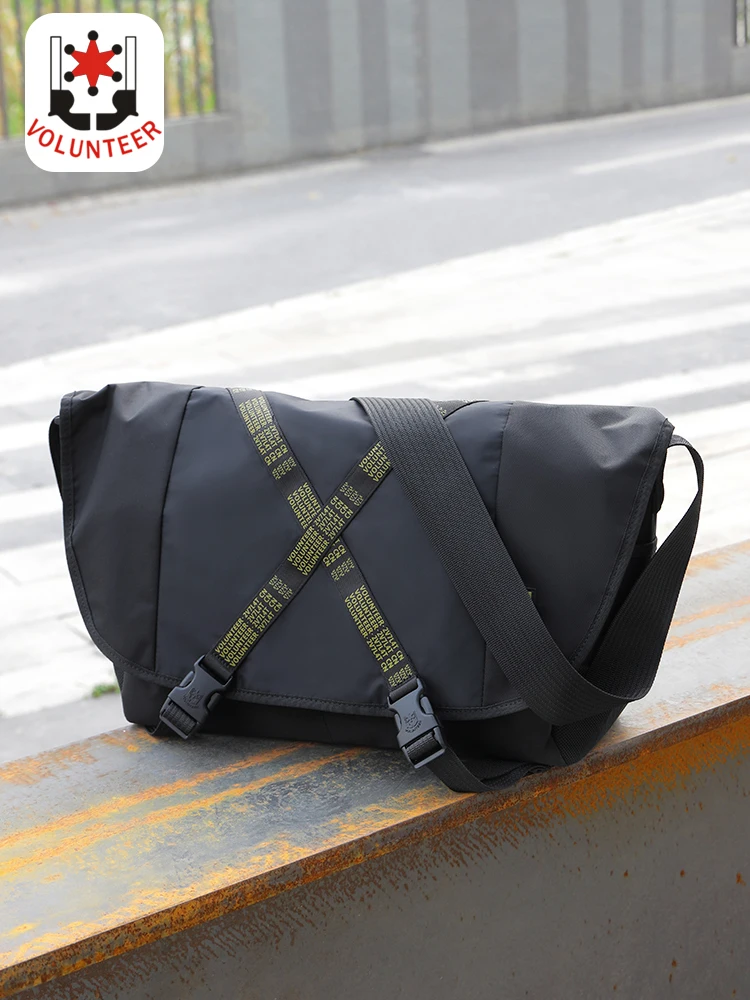 Volunteer Male Shoulder Bag 2023 School Camping Travel Waterproof Solid Oxford Cloth Large Capacity Messenger Bags 1820-08