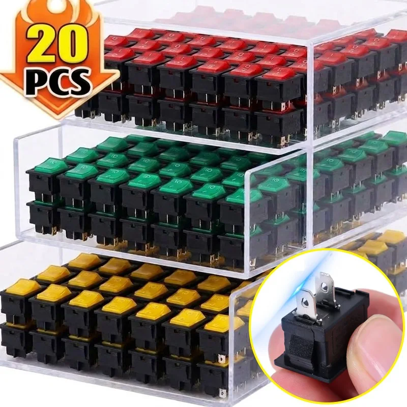 

20~5 шт. мини-клавишных переключателей 2-контактных SPST ON/OFF, кнопка включения/выключения питания 250В для модификации приборной панели автомобиля, мотоцикла, лодки, морского транспорта