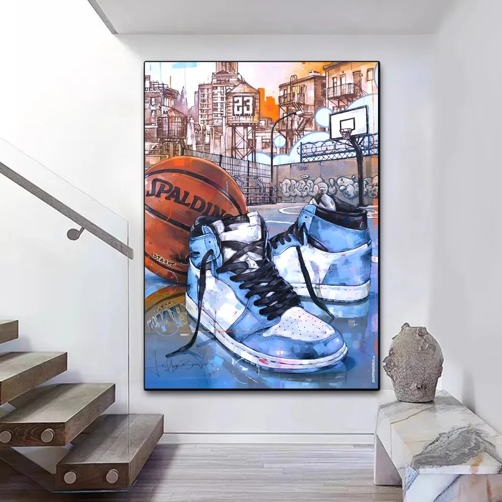 Graffiti Sneakers Wall Art Poster Sticky HD Quality Wall Art, carteles Retro Para el hogar, decoración de habitación Kawaii