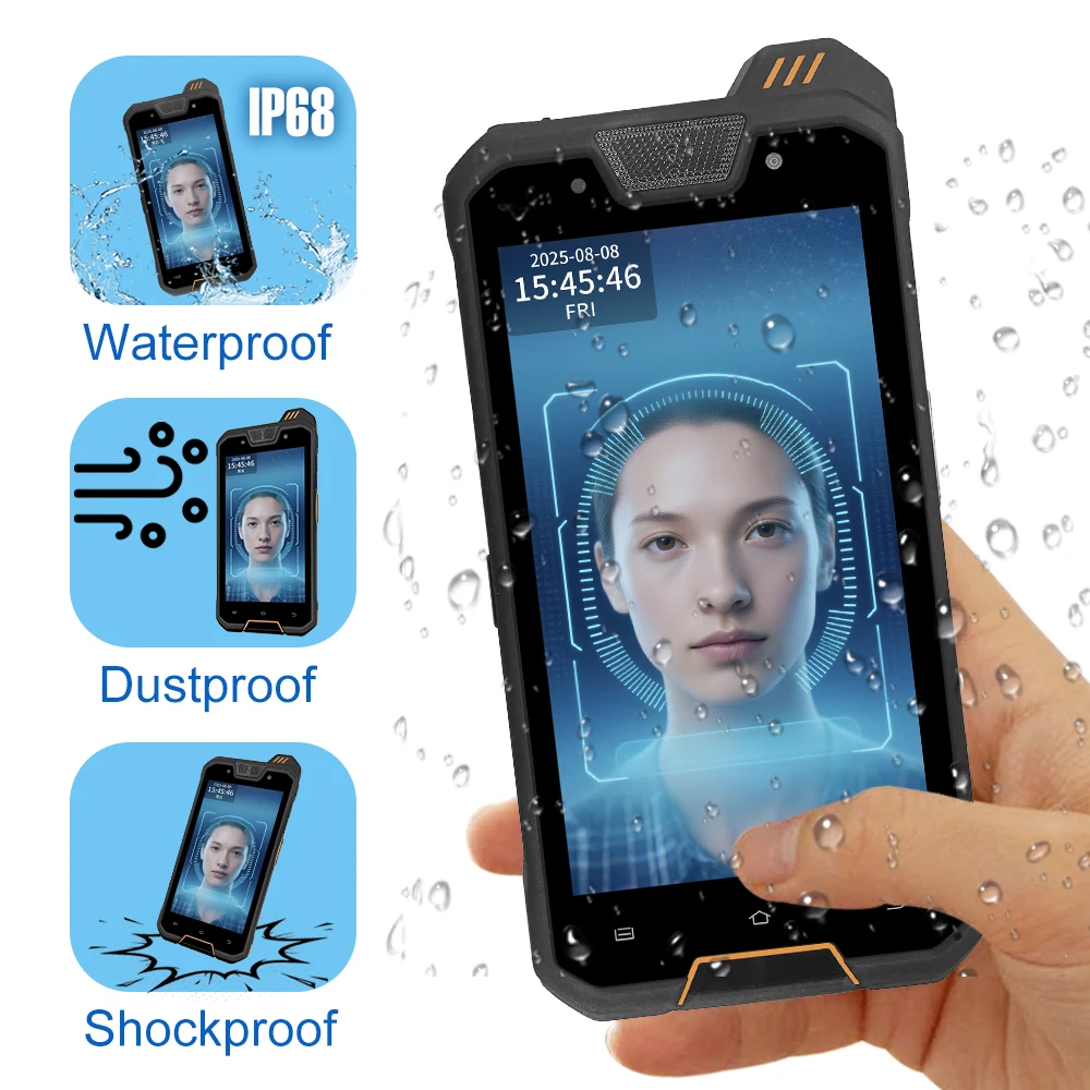 TIMY 4G-GPS Waterproof IP68 NFC Card Android Handheld Portable Facial Recognition Attendance Terminal With Free Software & SDK