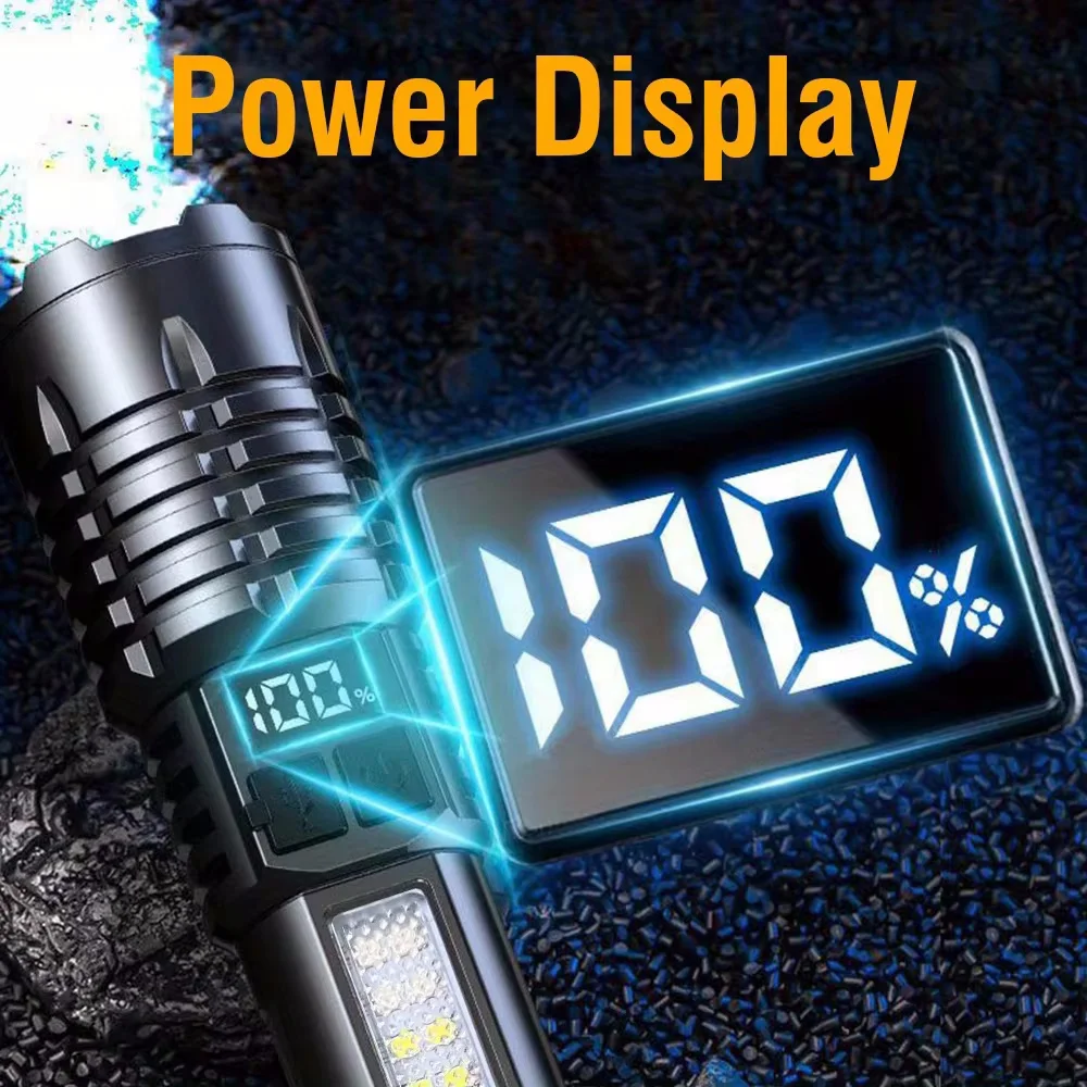 High Power LED Flashlight Built-in Battery Rechargeable LED Flashlights Tactical Torch Light Outdoor Camping Hiking Flashlights