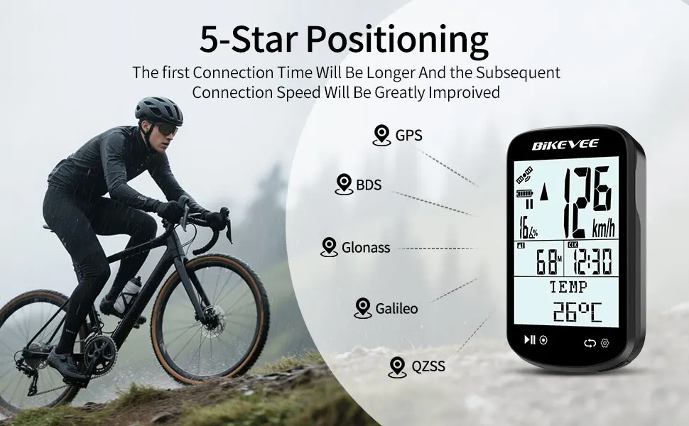 Kabelloser Bluetooth 5.4 & ANT+ Link-S App Rennrad MTB Fahrradcomputer Geschwindigkeits-Trittfrequenzsensor GPS Fahrradtacho Kilometerzähler – Detail 4