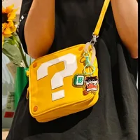Bolso cruzado con signo de interrogación para mujer, bonito bolso para teléfono con dibujos animados, bolso de maquillaje, bolso cuadrado pequeño de PU, bolso de almacenamiento