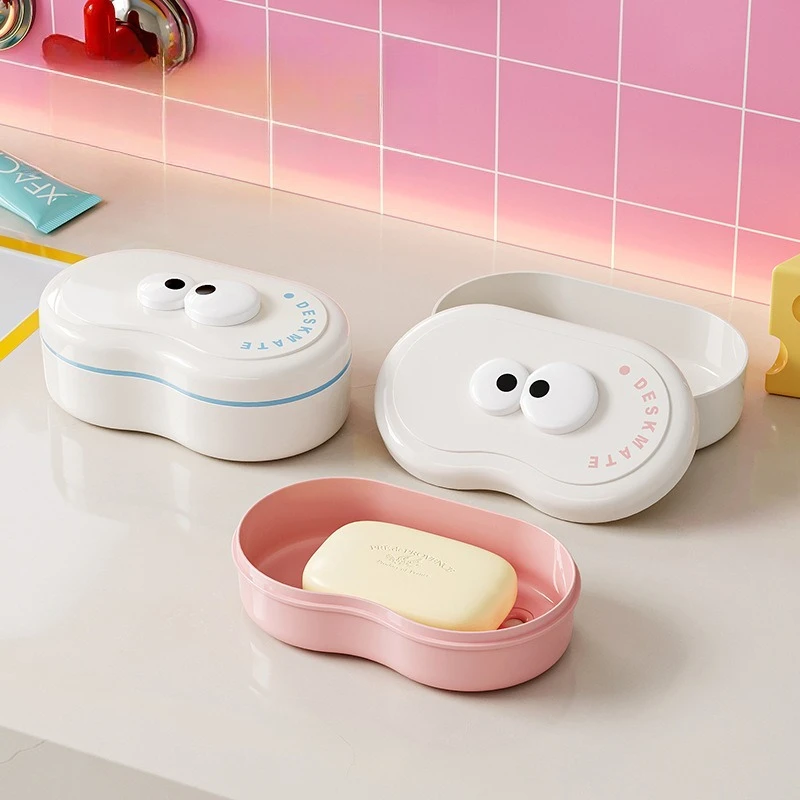 High-value Large Drain Soap Box with Lid Student Dormitory Soap Storage Box Household