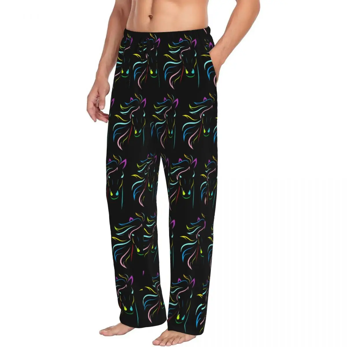 Custom Magical Horse Men Pajama Pants Lounge Sleep Sleepwear Bottoms with Pockets