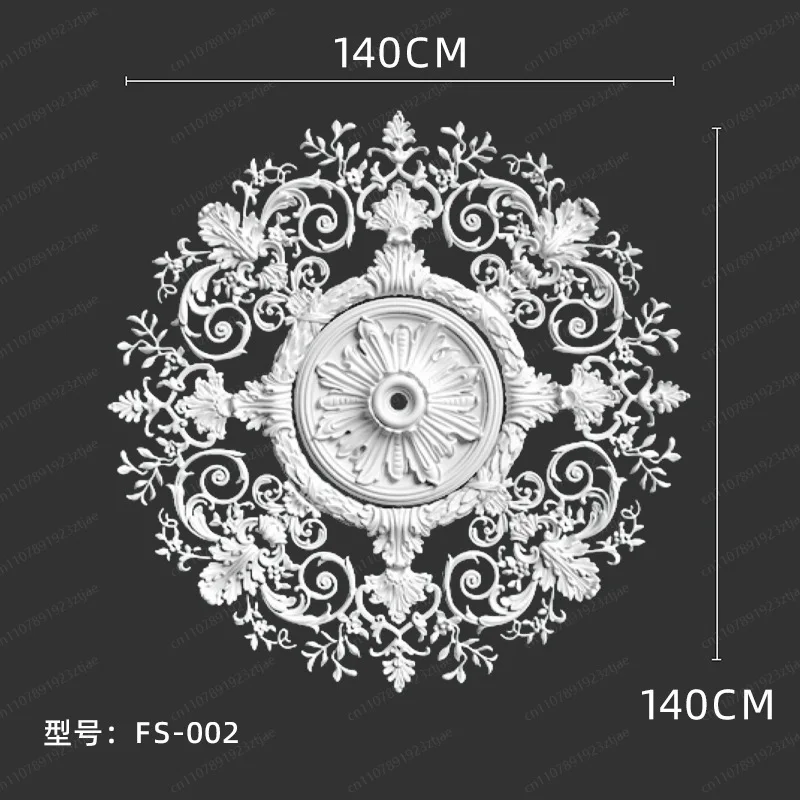 Round Ceiling Medallion PU Faux Gypsum French Parquet Pattern for Living Room Lighting Decor