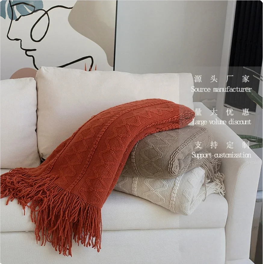 Nordic Throw Blanket for Beds Geometric Household Knit Sofa Cover Office Nap Cover Soft Blanket Bedspread Winter Fashion Shawl