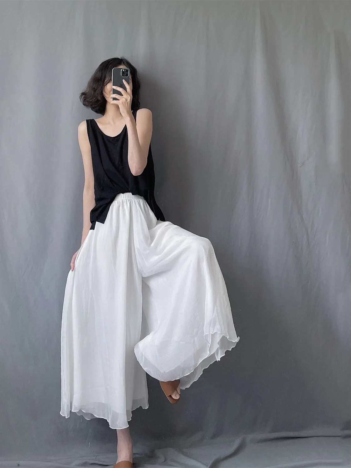 

Loose Wide Leg Cotton Linen Yoga Pants Elastic Waist Large Size Women's Summer Casual Trousers Skirt Pants Polyester Fiber