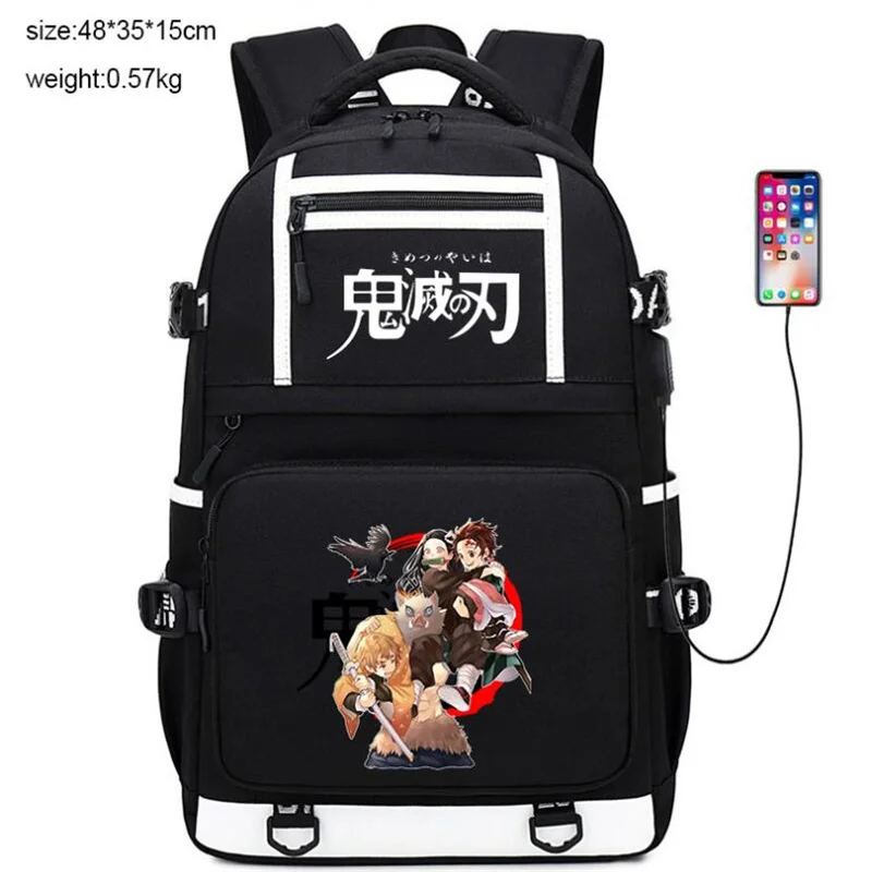 

Anime Demon Slayer Backpack Teenarges Students Schoolbag Bookbag Men Women Causal USB Charge Port Laptop Travel Bags Mochila