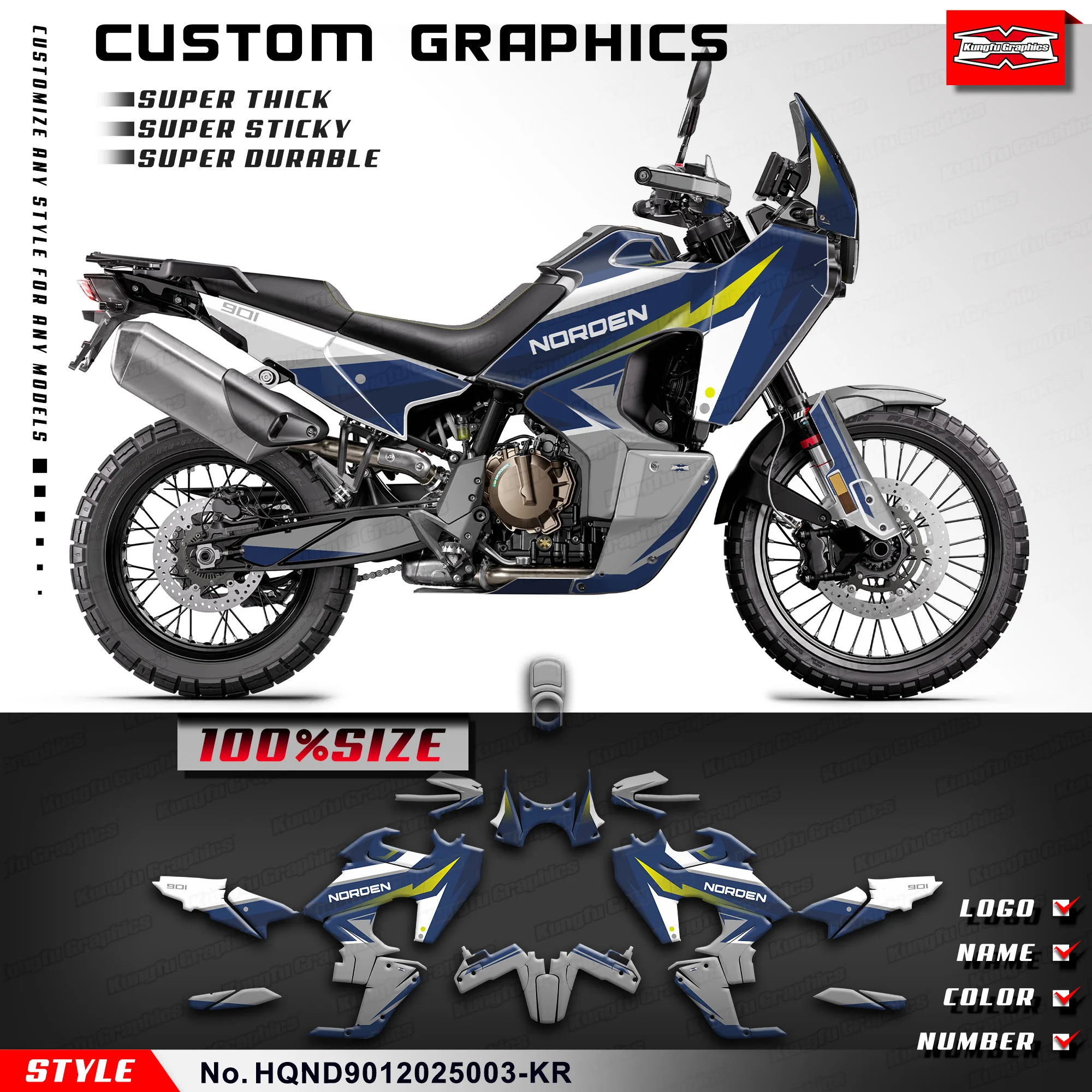 

Наклейка KUNGFU GRAPHCS с полной гоночной графикой для HUSQVARNA NORDEN 901 NORDEN 901 2020 2021 2022 2023 2024 25, HQND9012025003-KR