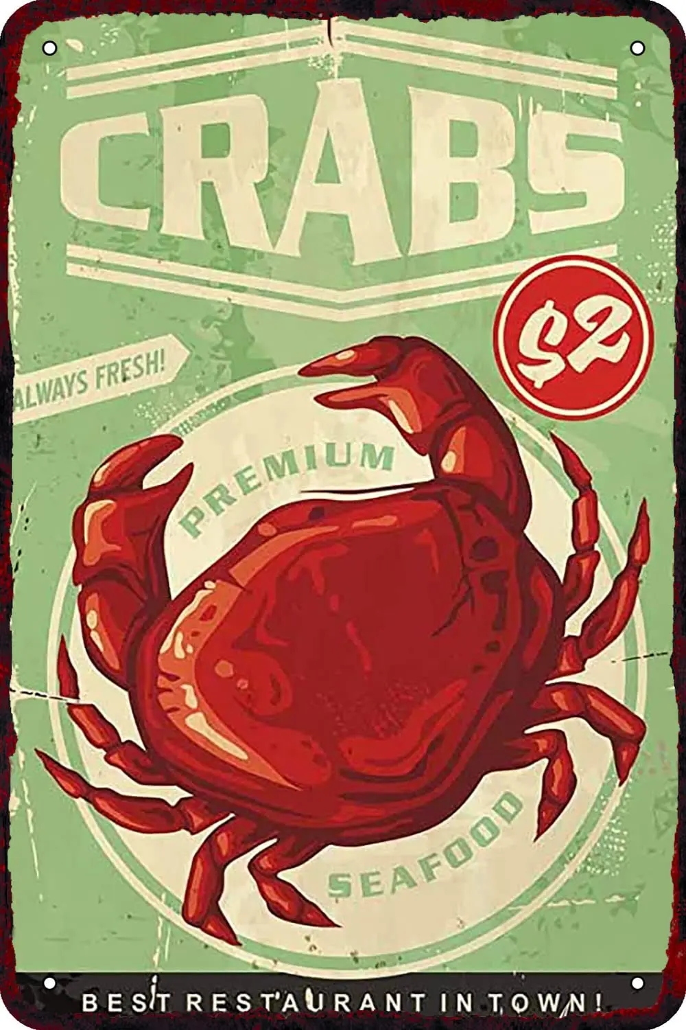 Crabs Delicious Fresh Crabs Vintage Metal tin Sign Funny Art Wall Decorations for Home Man Cave Bedroom Bar Bathroom 8x12 Inch