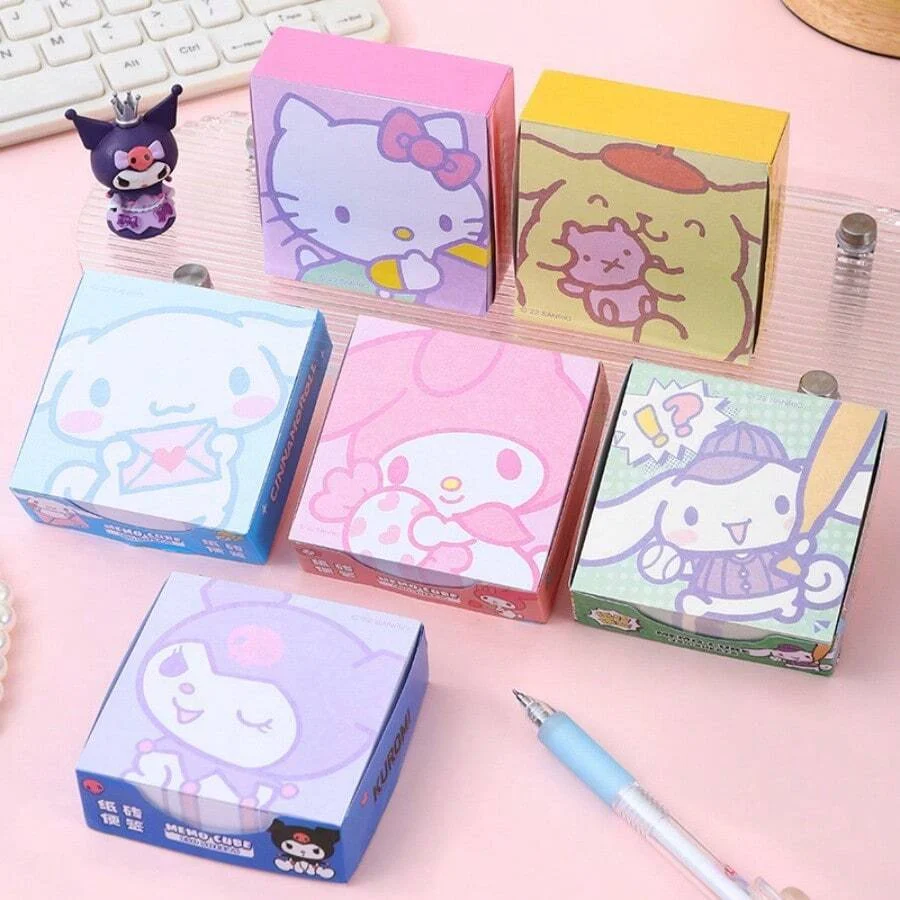 250Pcs Melody Note Paper  Kuromi Melody Cinnamoroll Note Decorative Paper Woman Stationery Supplies