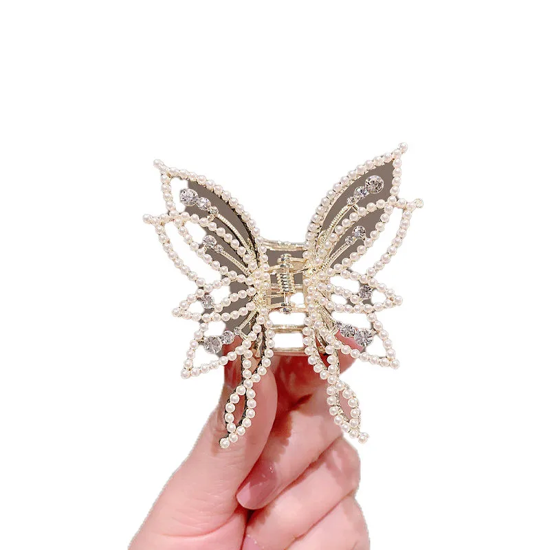 Grampos de cabelo borboleta para mulheres e meninas, metal aberto, rabo de cavalo, clipe elegante, gancho vintage, acessórios de moda