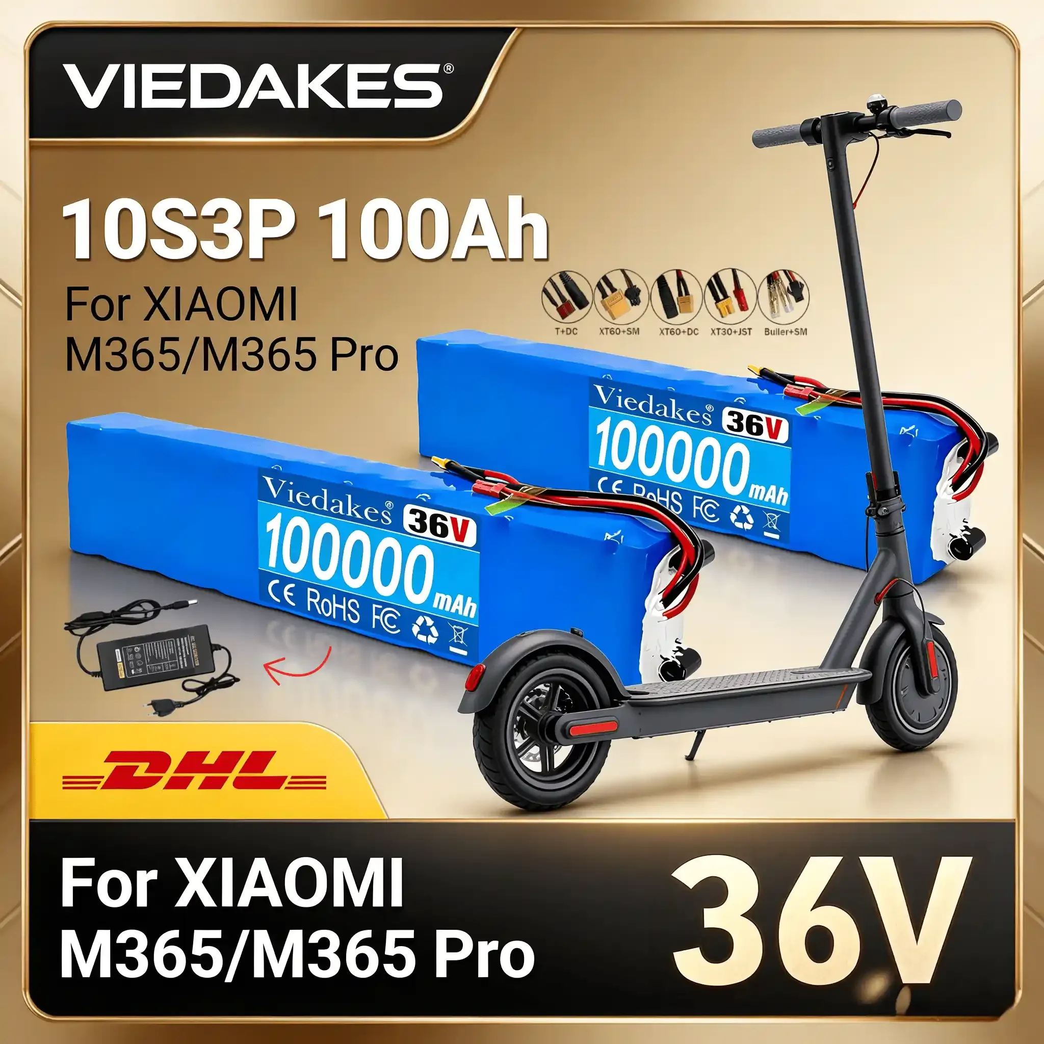 

Premium 36V 10S3P 100Ah Lithium Battery for Xiaomi M365 Electric Scooter 42V Charger