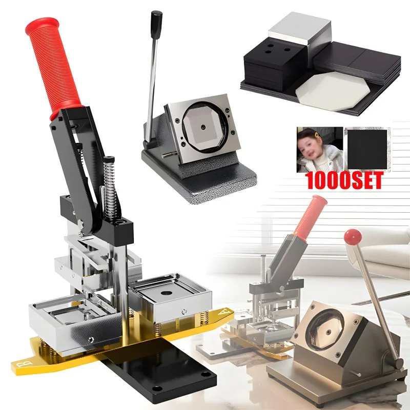

50mm/63.5mm/80x53mm/65x90mm/80mm Fridge Magnet Machine Set DIY Rotary Metal Sheet with Cutter and 1000 Sets of Consumables