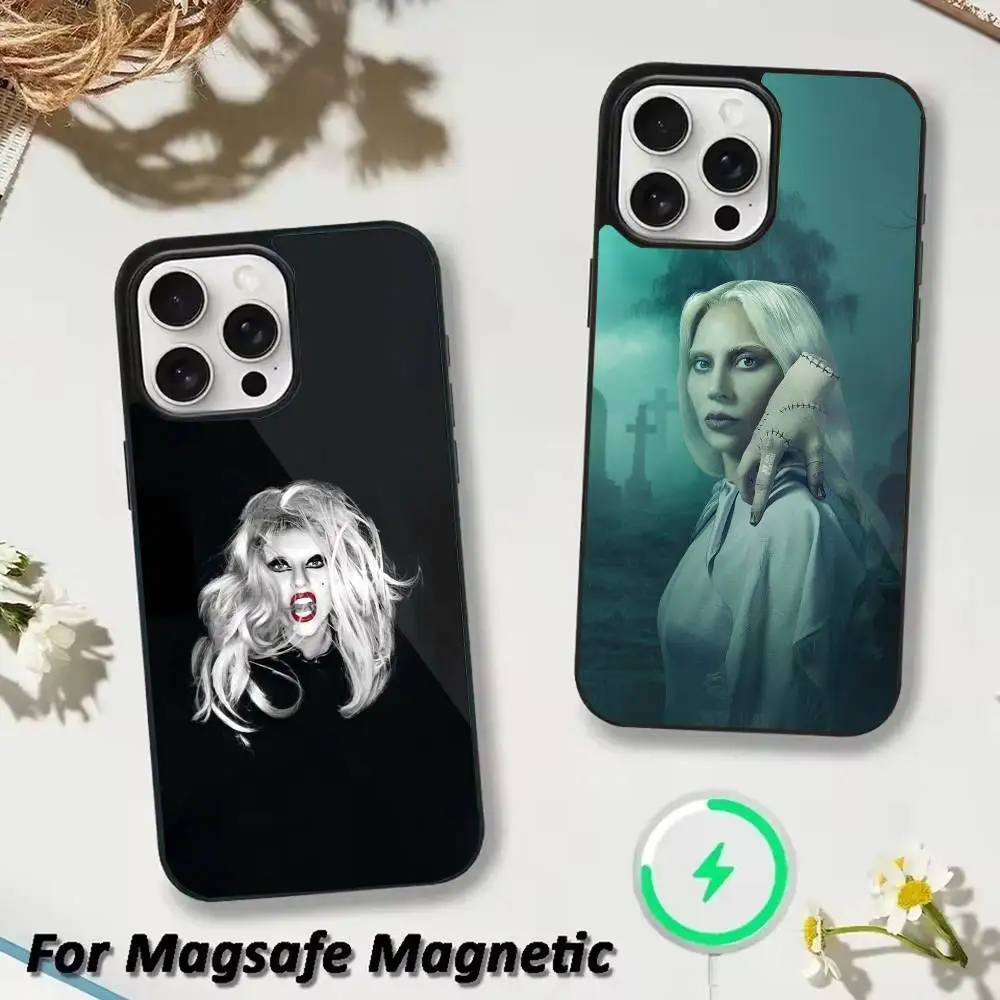 

Singer monster Lady G-Gaga Phone Case For iPhone 17 16 15 14 13 12 Pro Max Plus for Magsafe Mirror Wireless Magnetic Cover