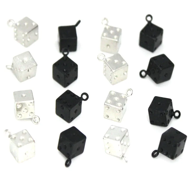 20 Stück Edelstahl Würfel Würfel Charms 3D Würfel Anhänger für DIY Handwerk Halskette Armband Ohrringe Schmuckherstellung Zubehör