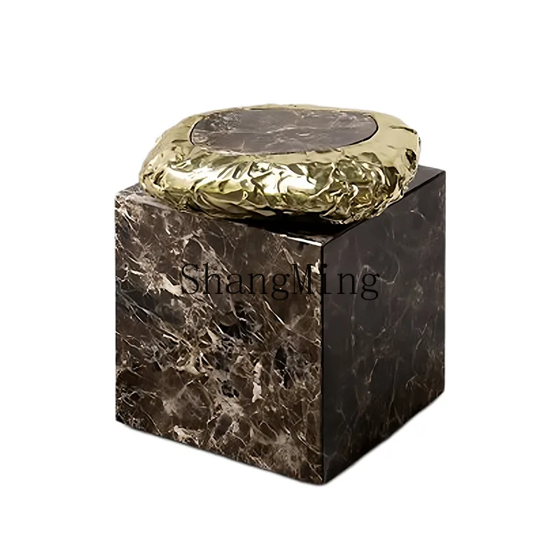 

CL light luxury villa mobile copper edge few luxury new living room home marble rotating sofa edge few