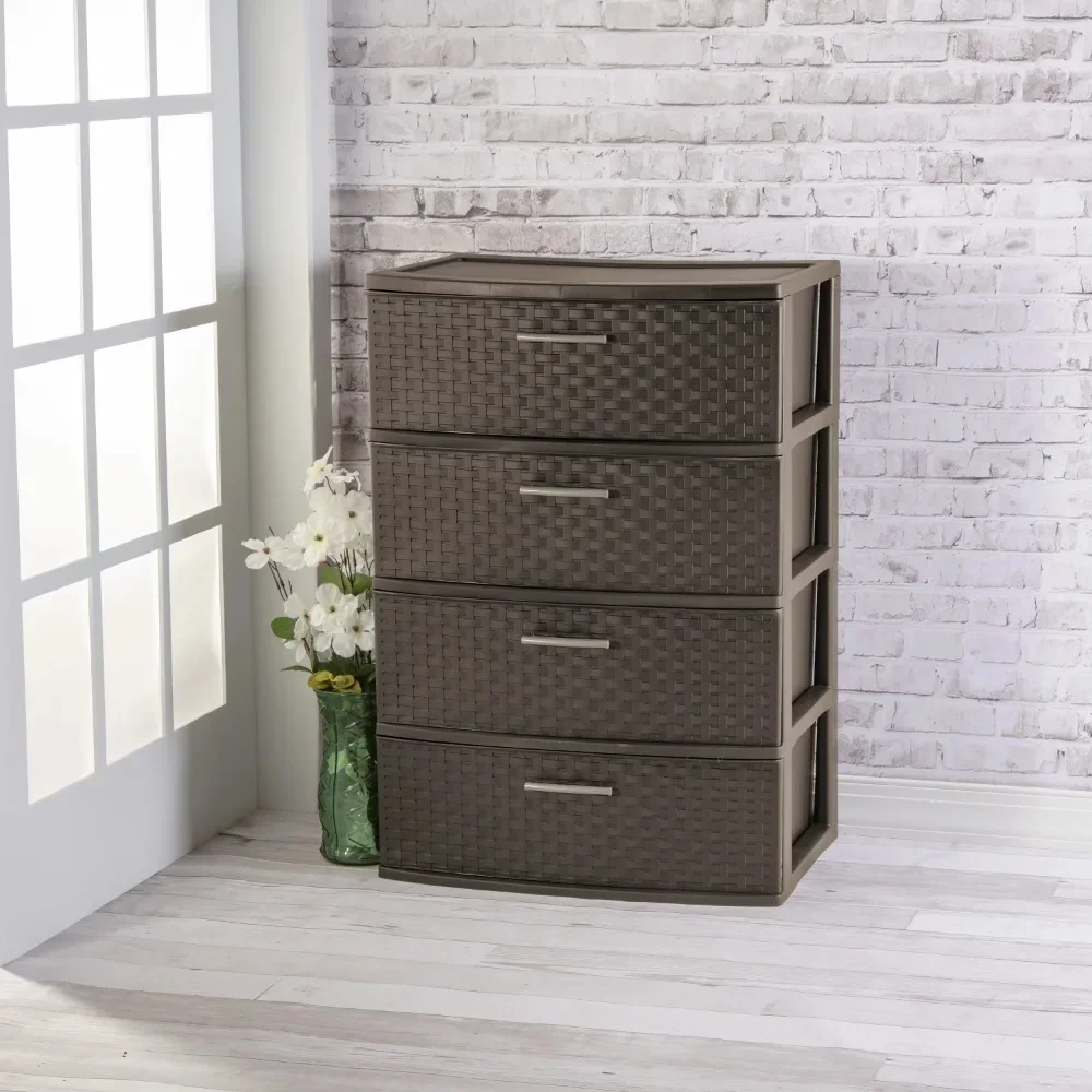 Sterilite 4 Drawer Wide Weave Tower Cement 2023