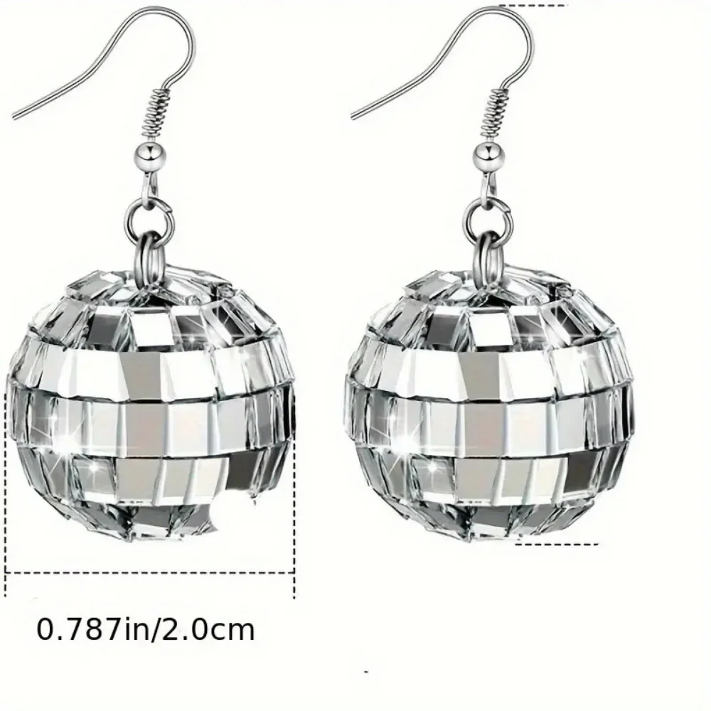 Exquisite Retro Disco Ball Pendant Earrings for Parties
