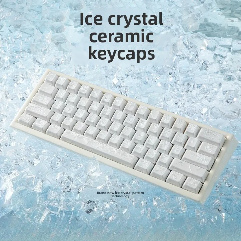 Ice Crystal Ceramic Keycap Set Custom Keycaps for Mechanical Keyboard Magnetic Axis Keyboard Caps Gamer High-end Collection Gift