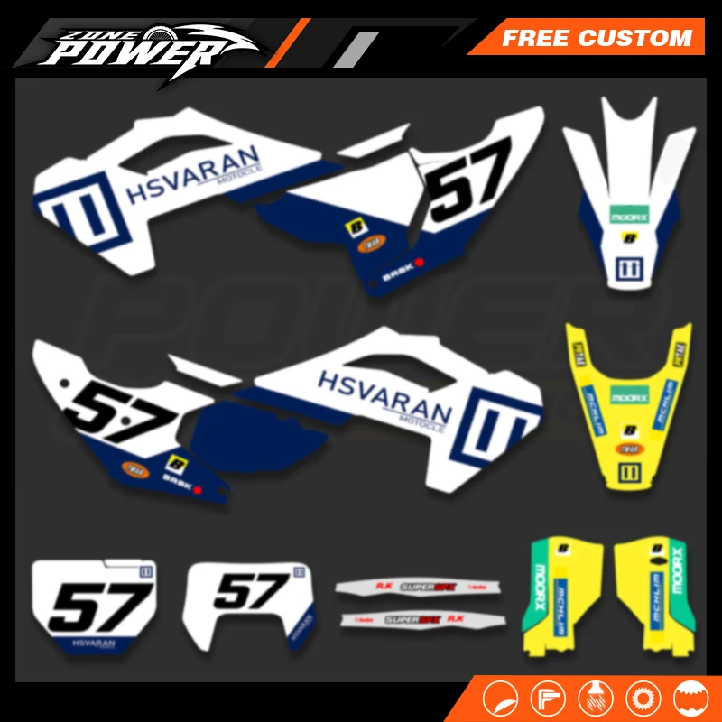 Powerzone Graphics Decals Sticker Kit for Husqvarna TE FE 150 200 250 300 350 400 450 2024 2025 2026 TC FC 2023 2024 2025