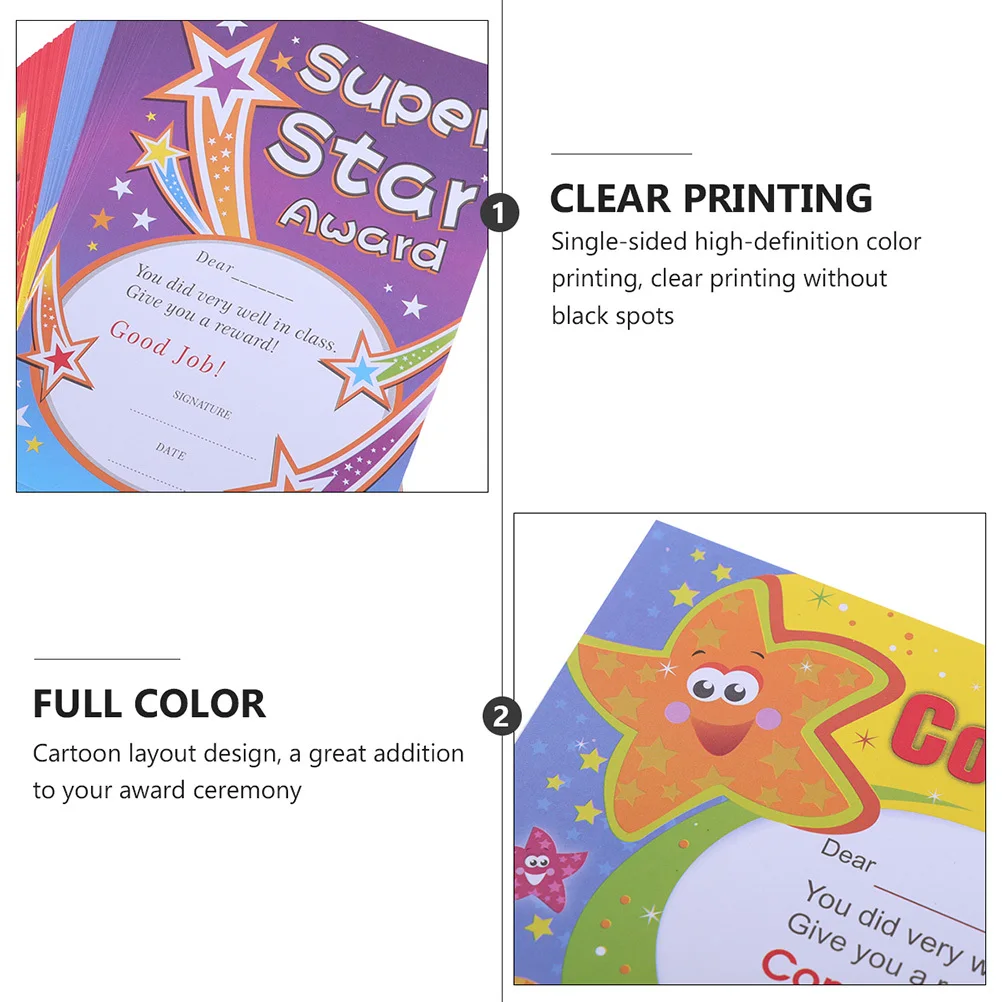 

200Pcs Award Certificates Cartoon Style A5 Size for Graduation Performance Academic Recognition and School Supplies