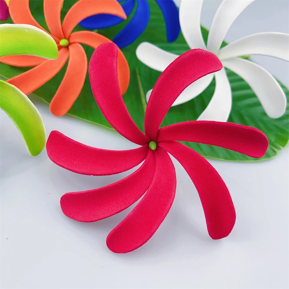 7Pcs Mixed Colors Tiare Tahitian Gardenia Flower Hairpick Real Touch Polynesia Fashion EVA Foam Hula Dancer Hair Accessories