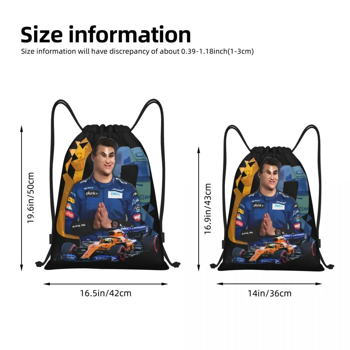 Lando Norris Racing Driver Drawstring Backpack Gym Sports Sackpack Water Resistant Race Car String Bags for Cycling