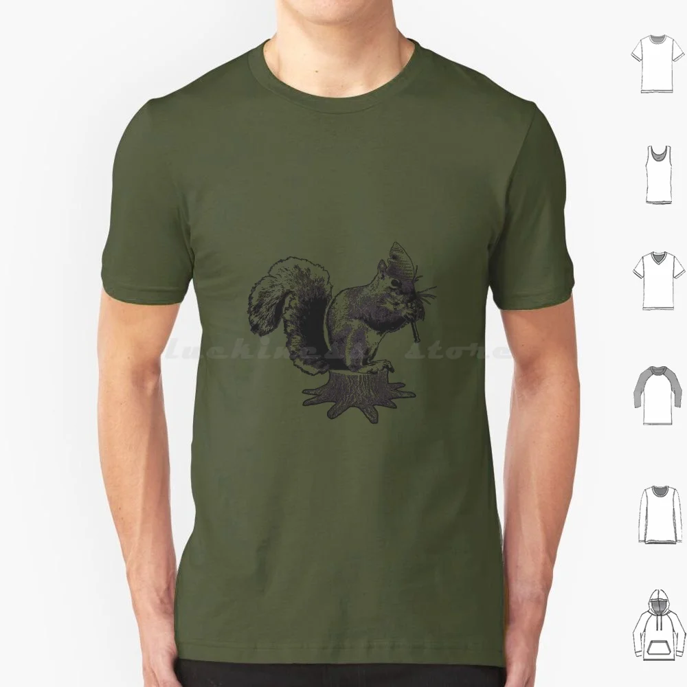 Squirrel Wielding Flute T Shirt Big Size 100% Cotton Squirrel Animal Animals Banksy Cute Dancing Flute Graffiti Hipster Music