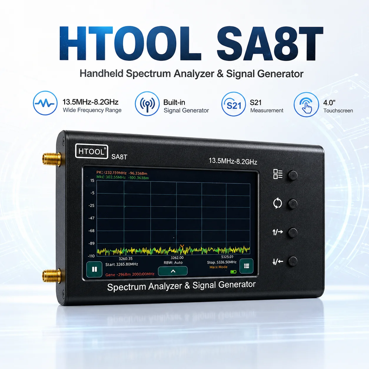 Spectrum Analyzer Kit SA8T 8.2GHz Signal Generator S21 with HT5 1.3GHz-10GHz Log Periodic Antenna 6-9dBi 50Ohm
