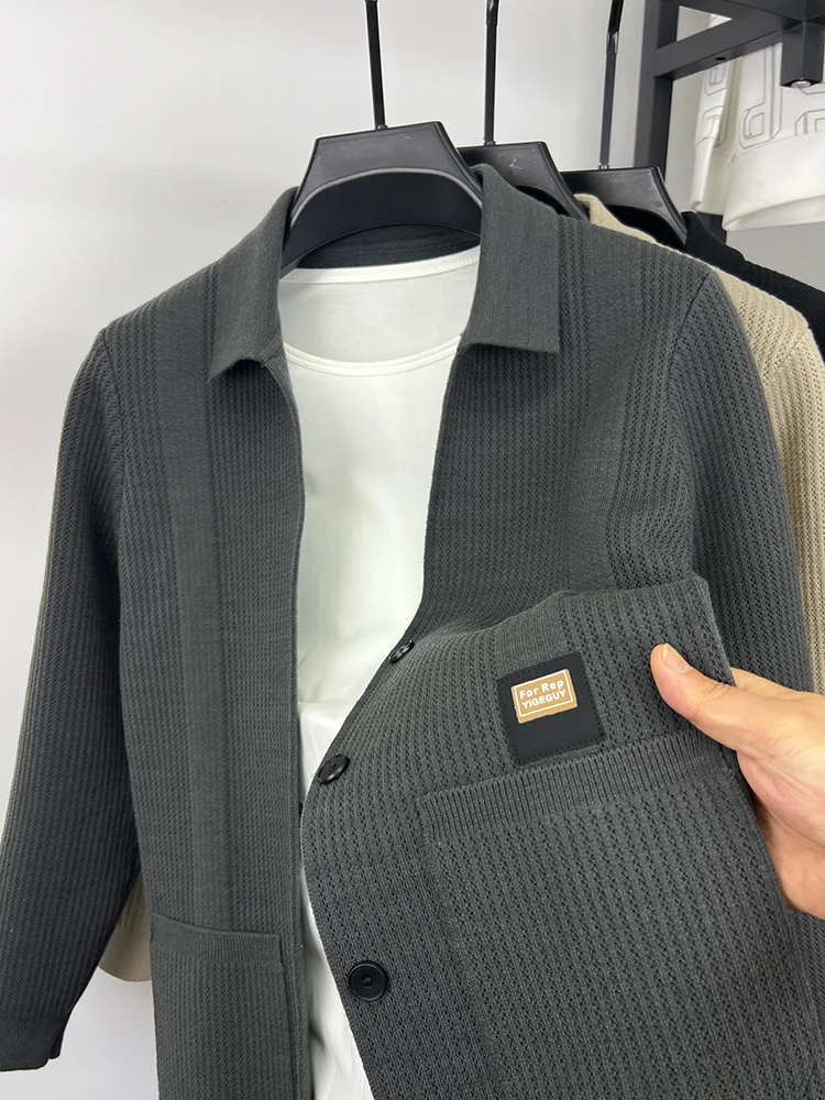 

Knitting Cardigan Man Fall Solid Color Long Sleeve Sweater European Style Cardigan Garment Coat Pullover korean Woolen Sweater