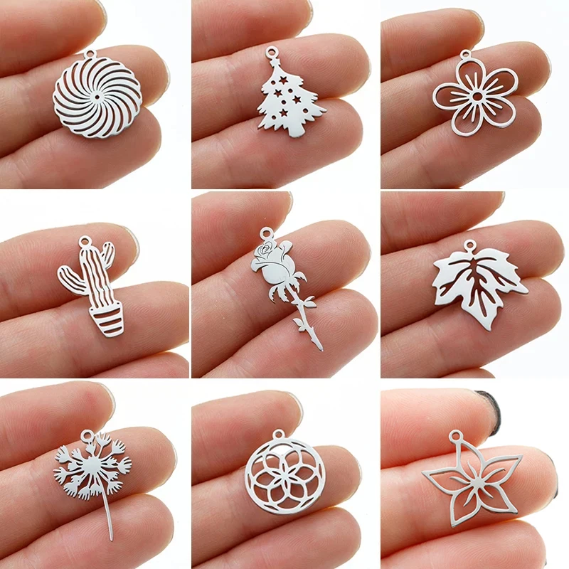 5pc/lot Boho Maple Leaf DIY Charms Fashion Dandelion Tree of Life Connectors Cherry Blossom Pendant for DIY Jewelry Making