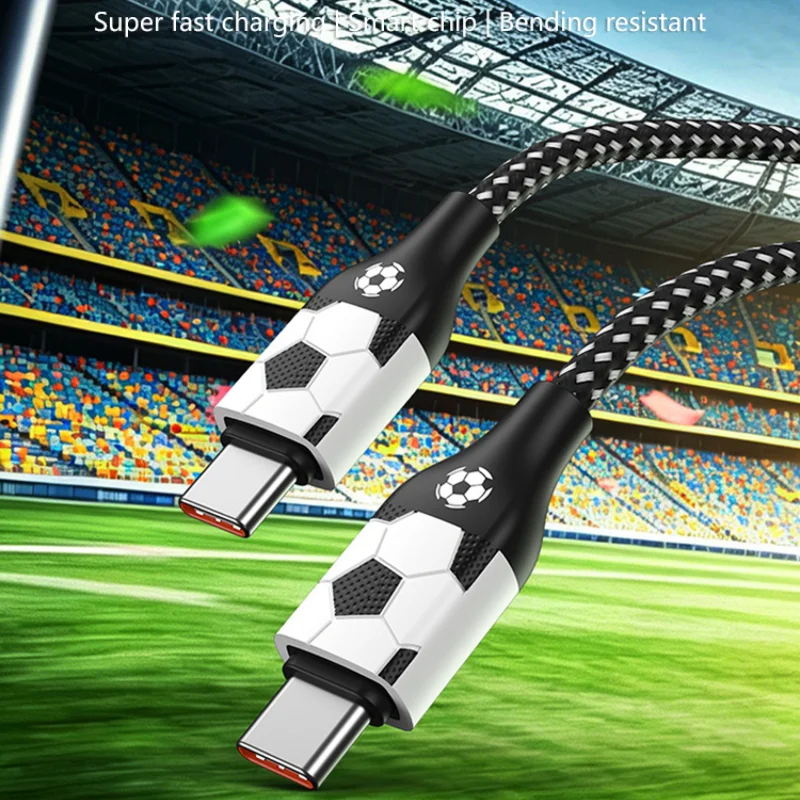 Football style Data Cable Fast Charger USB A to Type C 1M 2M  Type C to Type C  Fast Charging Cable for iPhone Samsung Xiaomi