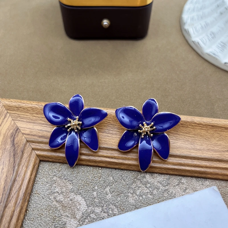 Elegant Petal Dripping Glaze Earrings Stud For Women Girls Flower More Colors Elegant Brincos