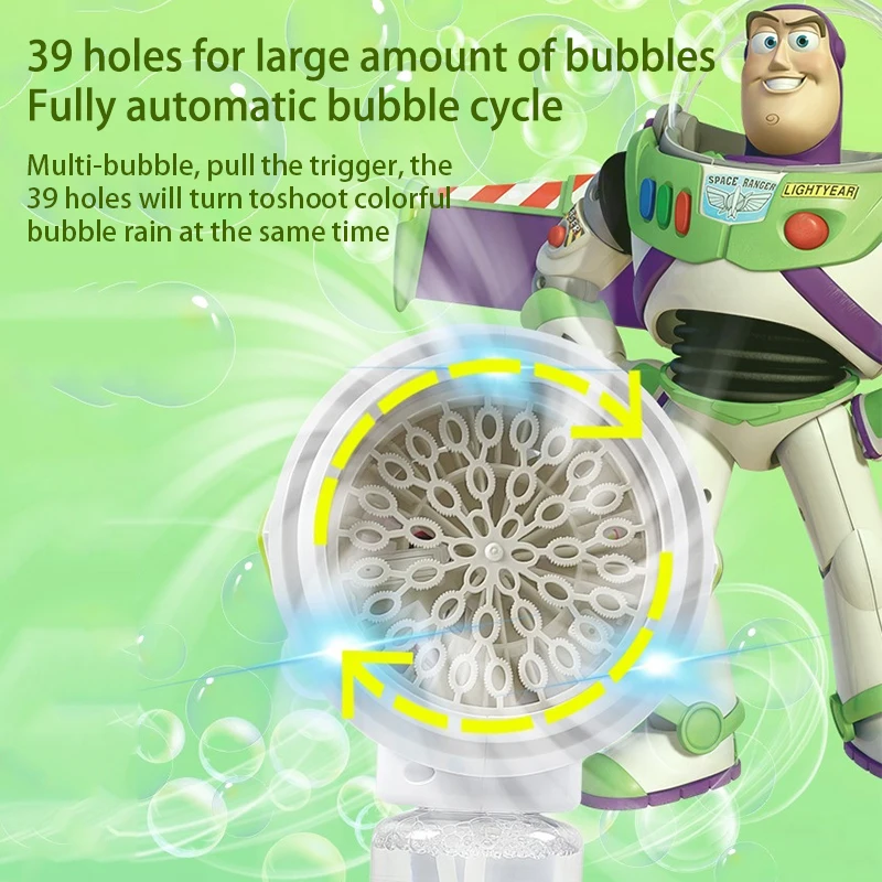2024ใหม่ปืนเป่าฟองสบู่อัตโนมัติ Disney Buzz Lightyear kado ulang tahun เด็กหญิงเด็กชาย