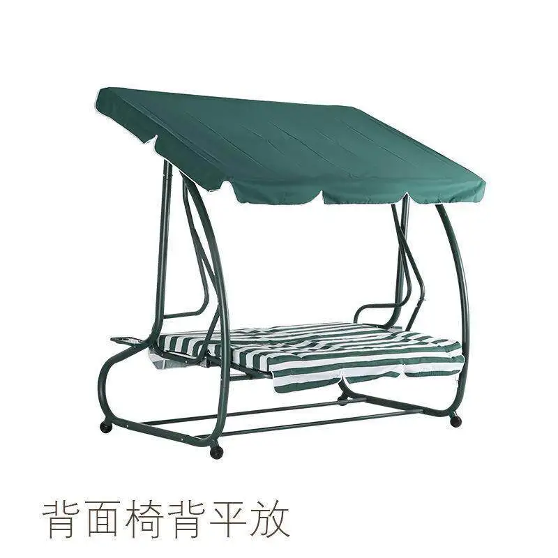 Outdoor swing, lying flat, outdoor balcony, courtyard garden, leisure rocking chair, three-person wrought iron swing