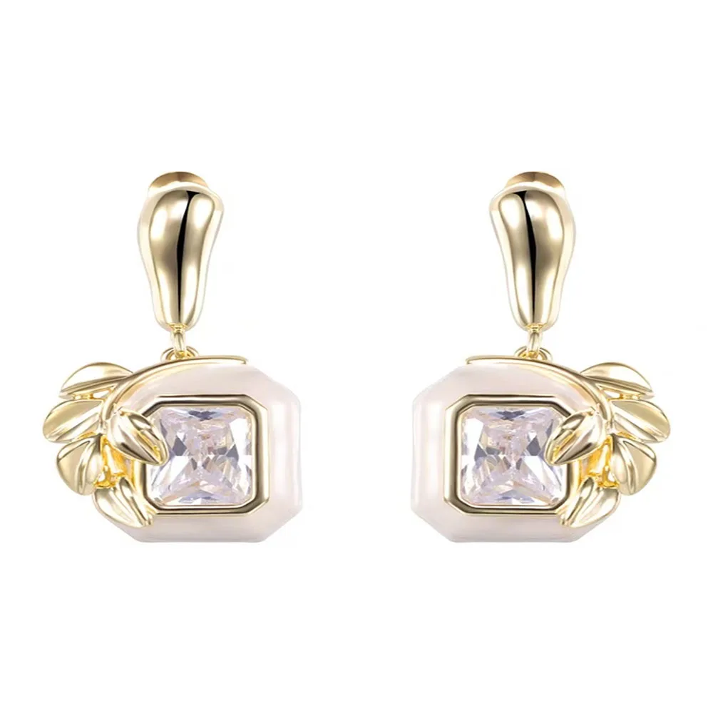 Luxury 925 Silver Dangle Earrings With Crystal Zircon for Women's Parties or Gifts