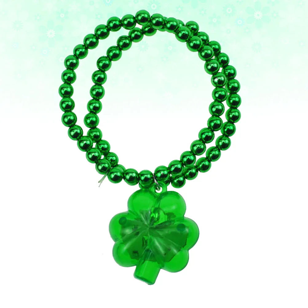 

Clover Bracelet Patrick Day Glowing Wrist Bands Party Wristbands Luminous Bracelets Bead Straps Shine