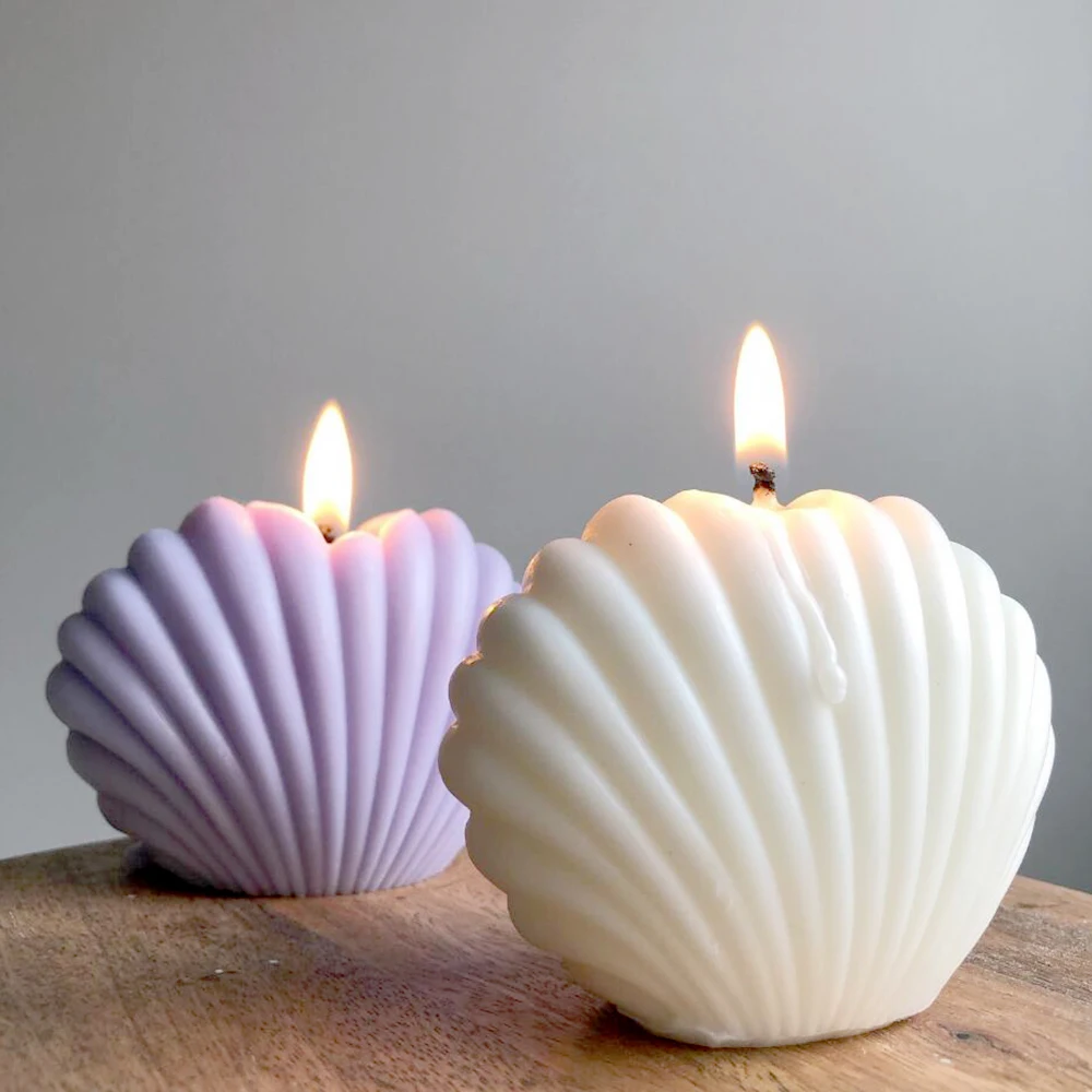 DIY Shell Candle Mold Aromatherapy Candle Plaster Mold 3D Marine Shell Silicone Scallop Soap Mold Handmade Home Craft Decoration