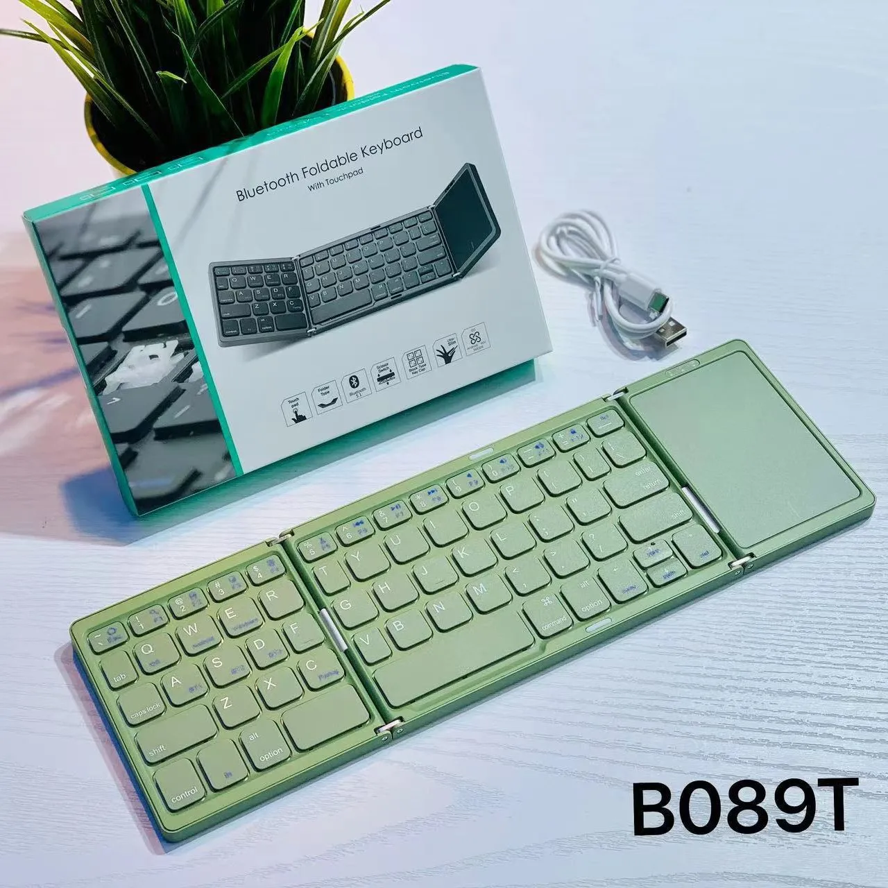 Wireless Bluetooth Triple Fold Keyboard Color Contrast Splicing Phone Tablet Three System Multi Device Universal with Touch